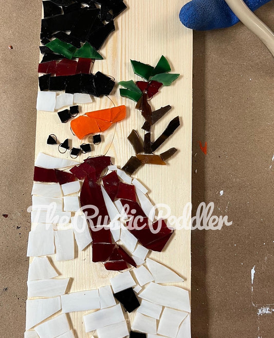 Stained glass mosaic snowman DIY WORKSHOP 12/11/22